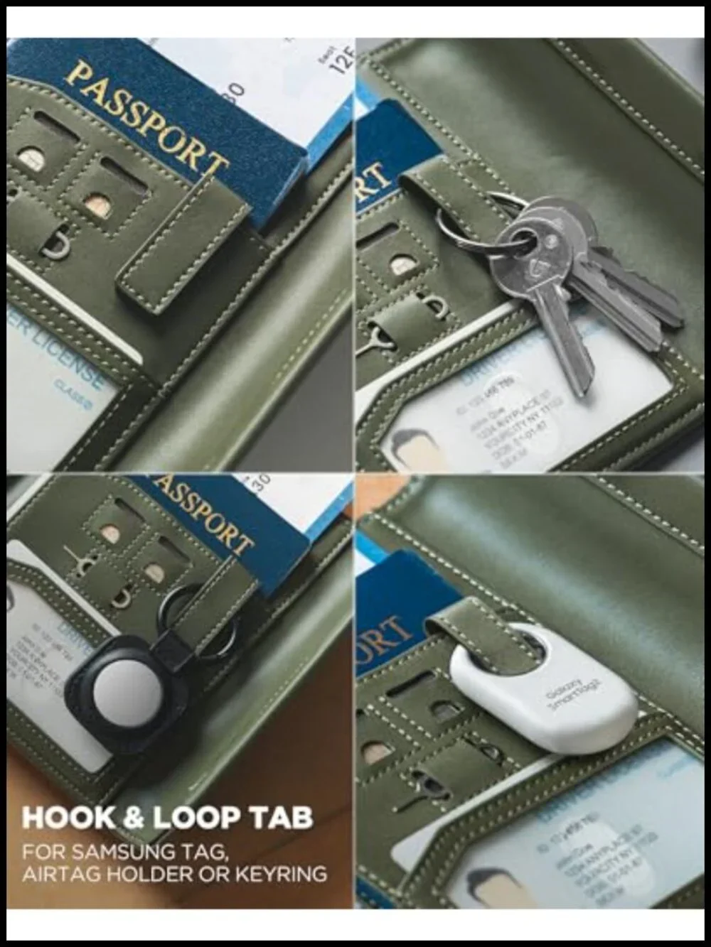 RFID Blocking Leather Passport Wallet with Magnetic Closure Secure Travel Card